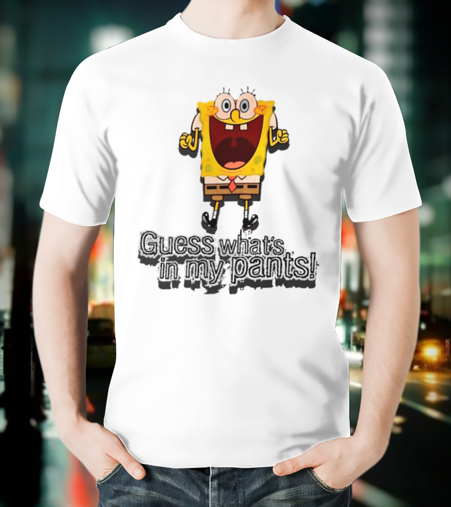 "Guess What's In My Pants Funny SpongeBob SquarePants Patrick Reference" T-Shirt