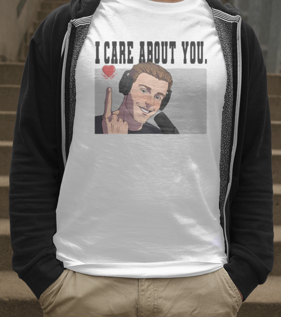 I Care About You Heart Headphones Microphone Illustration T-Shirt