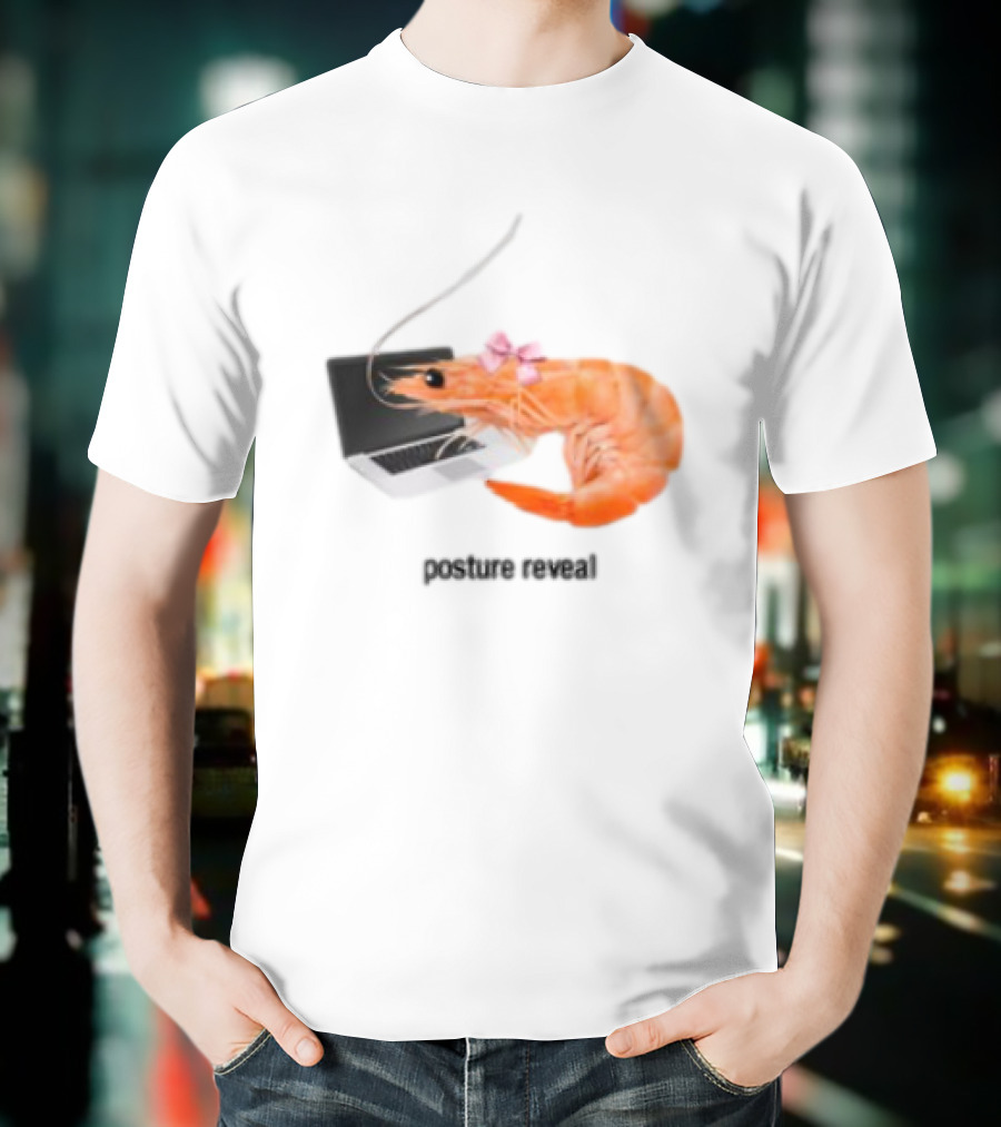 Shrimp Laptop Bow Posture Reveal T-Shirt