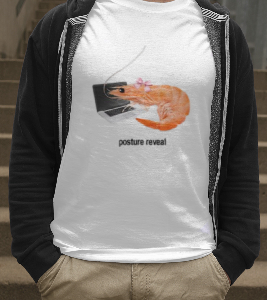 Shrimp Laptop Bow Posture Reveal T-Shirt