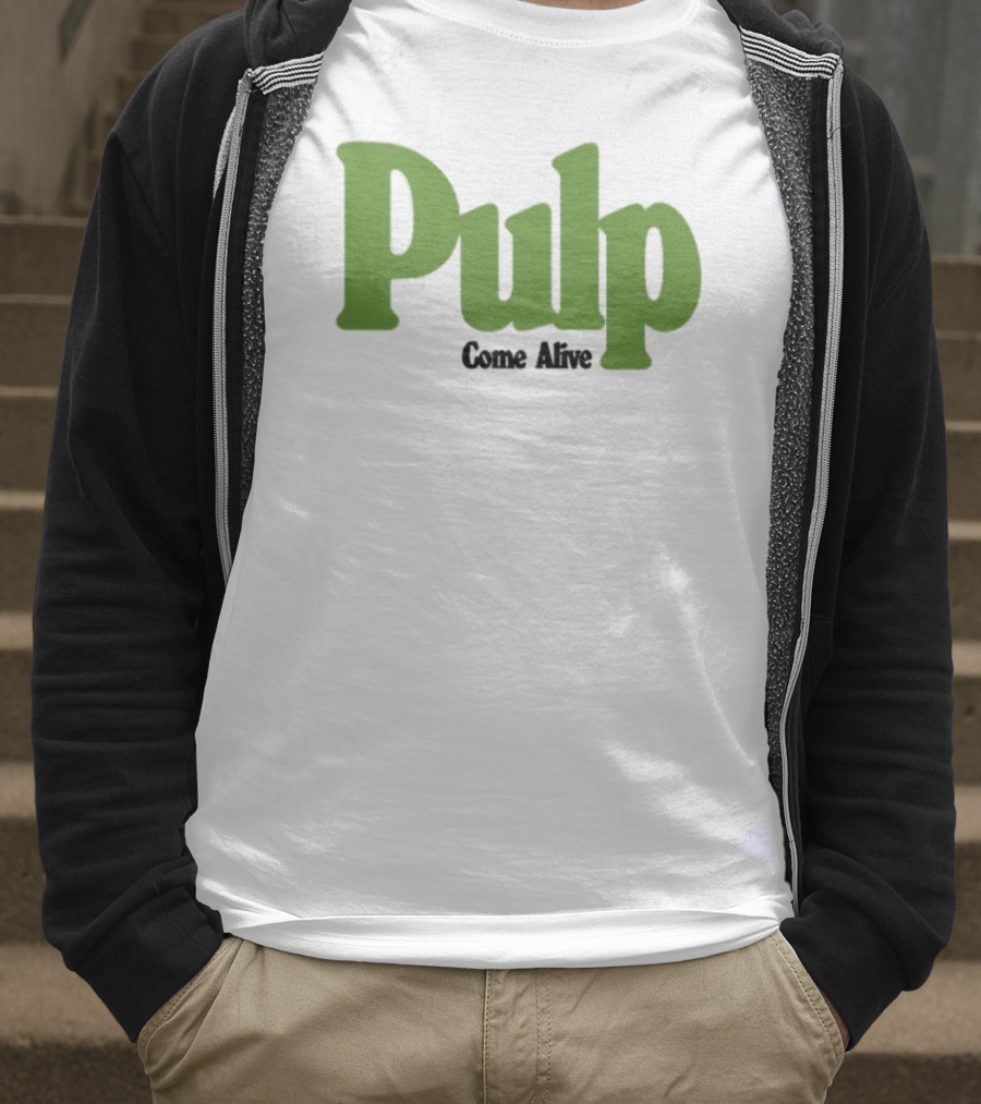Pulp Come Alive Ecru Retro Bold Green Typography T-Shirt