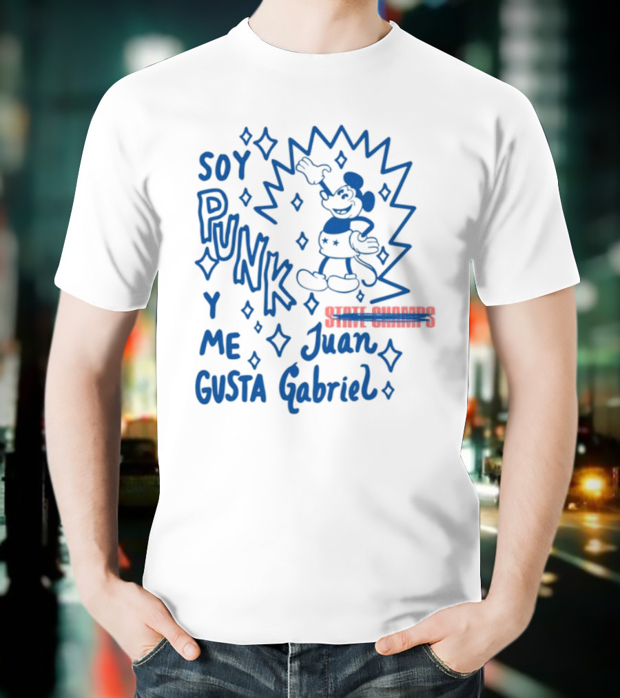 Soy Punk Y Me Gusta Juan Gabriel Sparkling Cartoon Punk Style T-Shirt