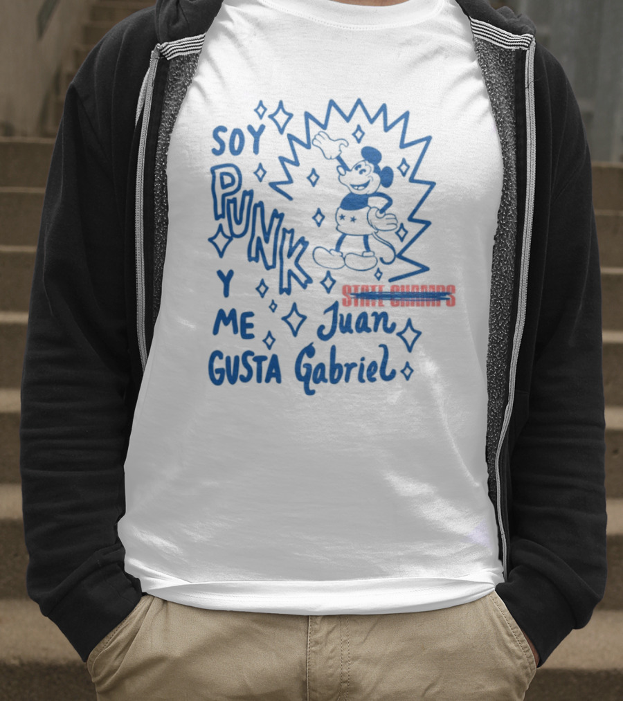 Soy Punk Y Me Gusta Juan Gabriel Sparkling Cartoon Punk Style T-Shirt
