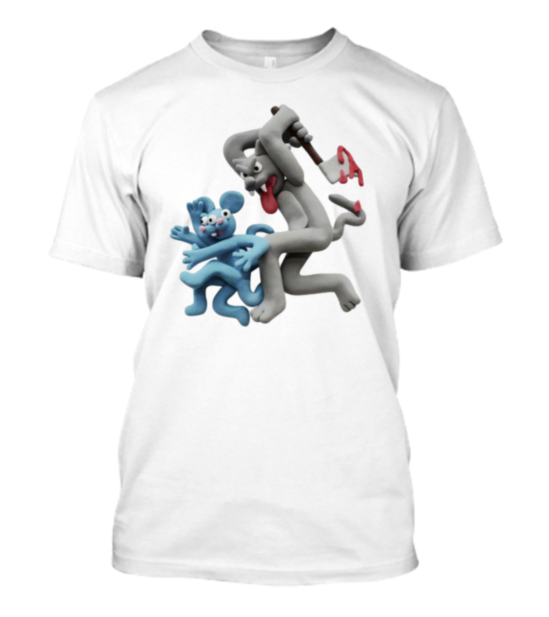 Spooky Woods Cat Mouse Claymation Horror Scene T-Shirt