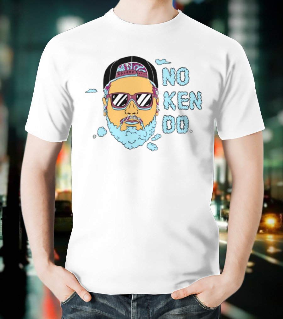 No Ken Do Trippy Ken Sunglasses Beard Cartoon T-Shirt