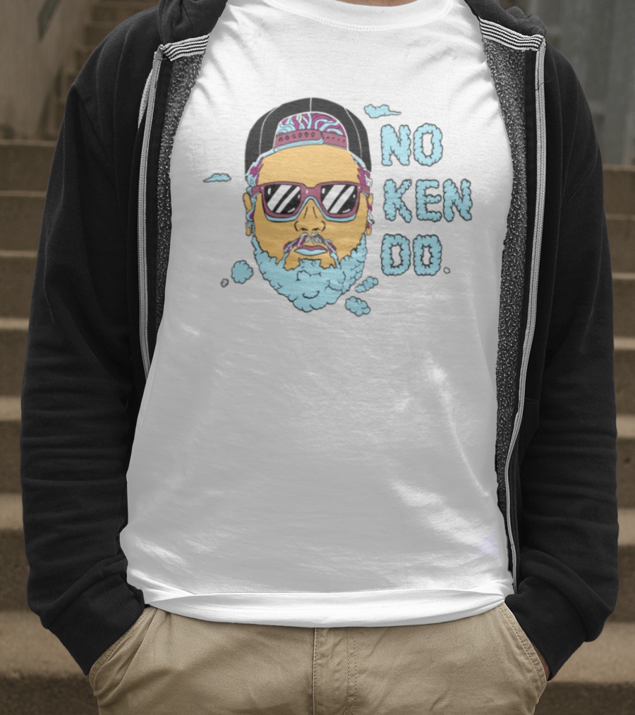No Ken Do Trippy Ken Sunglasses Beard Cartoon T-Shirt