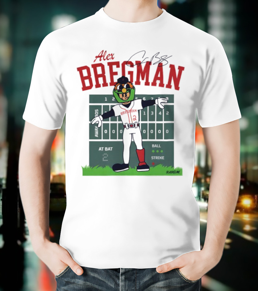Alex Bregman Slashline Mascot Signature T-Shirt