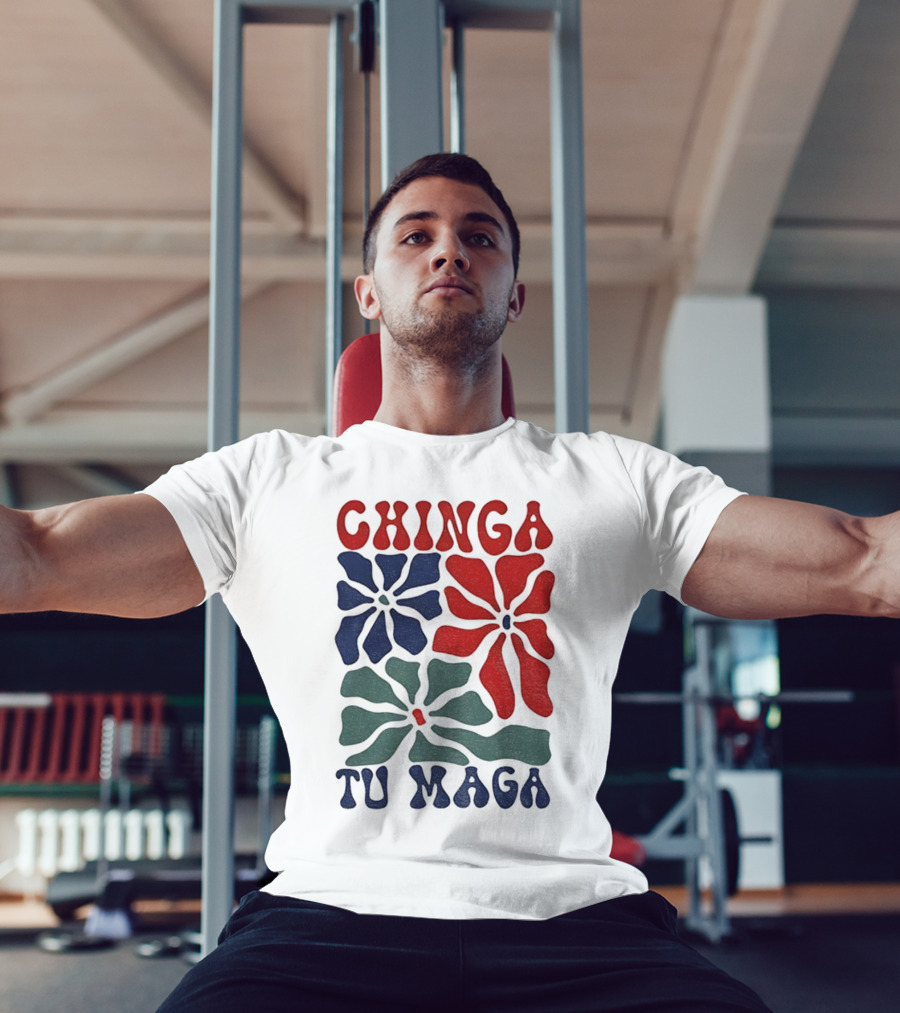 Chinga Tu Maga Colorful Floral Design T-Shirt