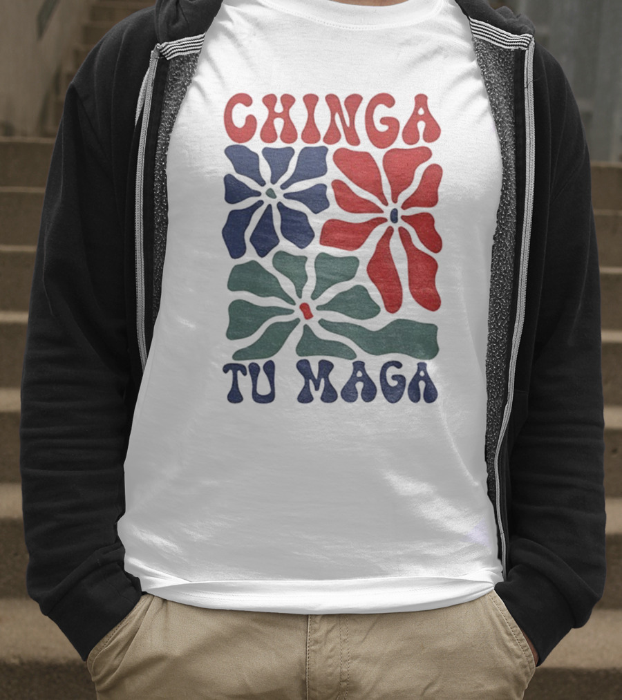 Chinga Tu Maga Colorful Floral Design T-Shirt