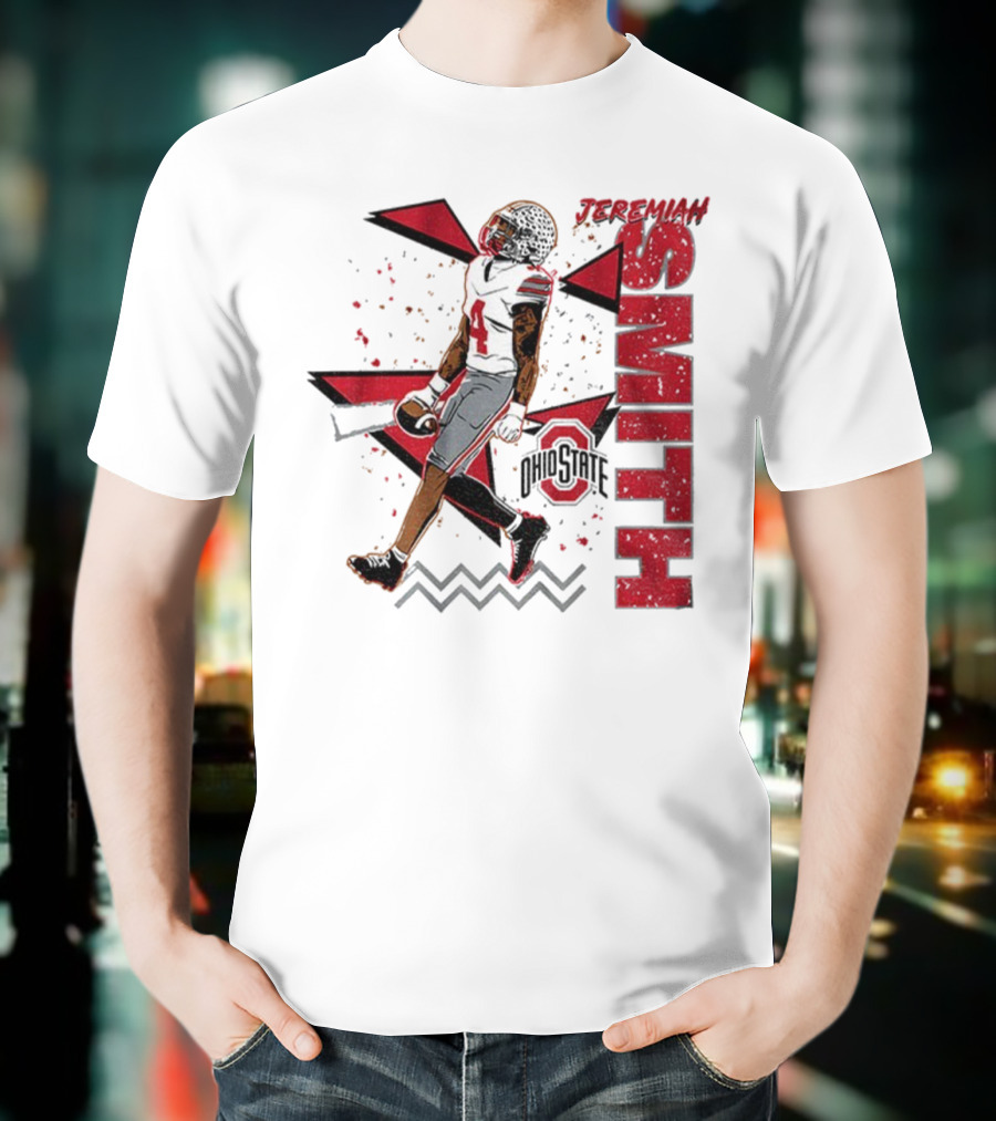 Ohio State Buckeyes Football Jeremiah Smith 90s Style Vintage Red Black Pattern T-Shirt