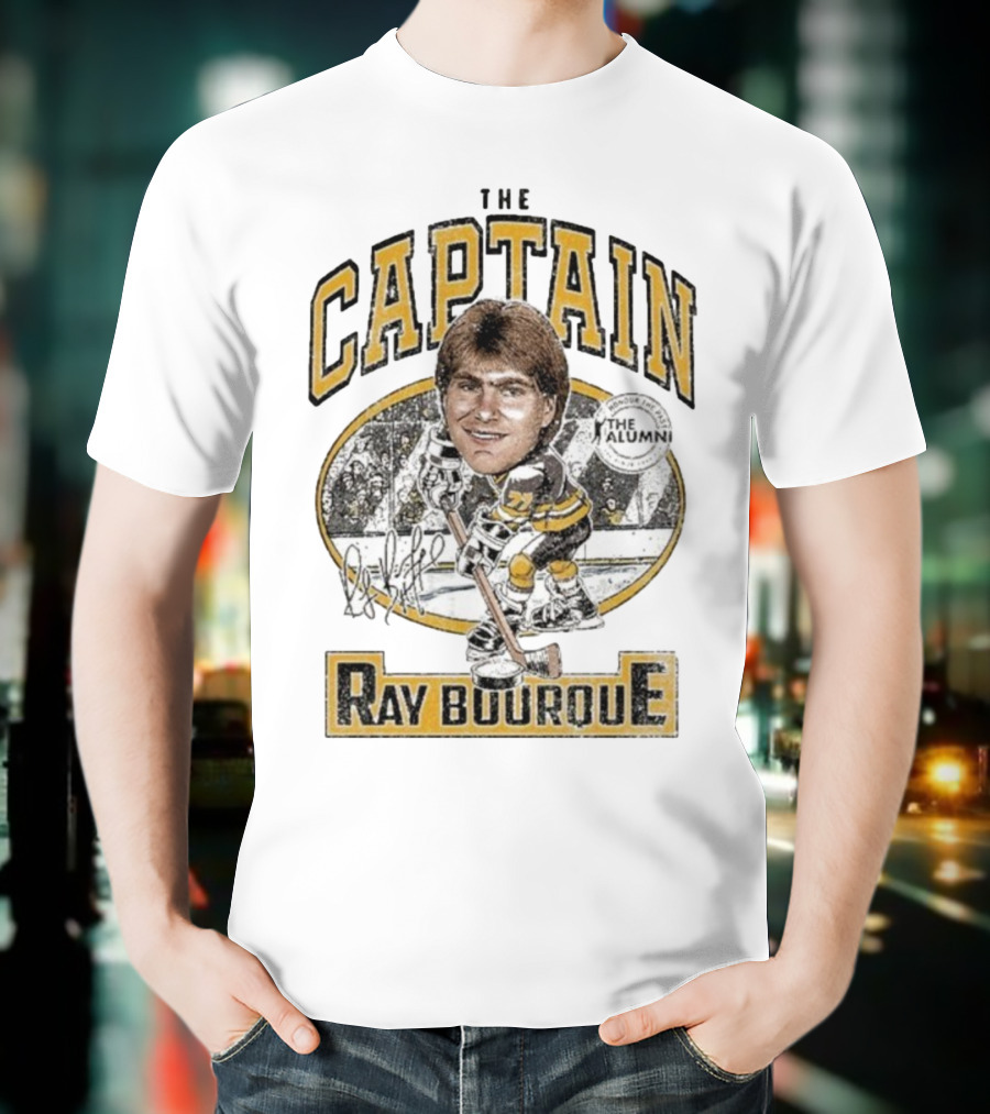 The Captain Ray Bourque NHL Alumni Association Spittin Chiclets Collaboration T-Shirt