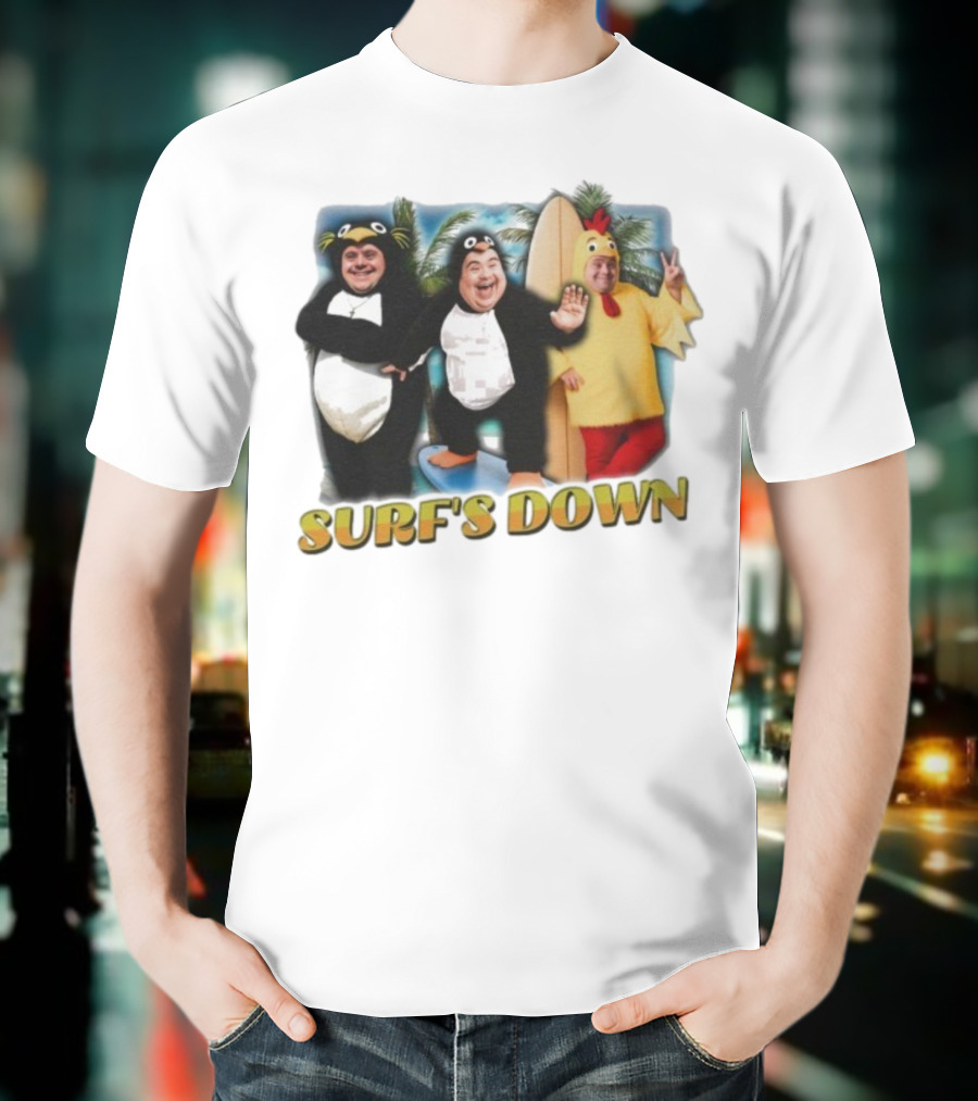 "Surf’s Down Penguin And Chicken Costume Fun" T-Shirt