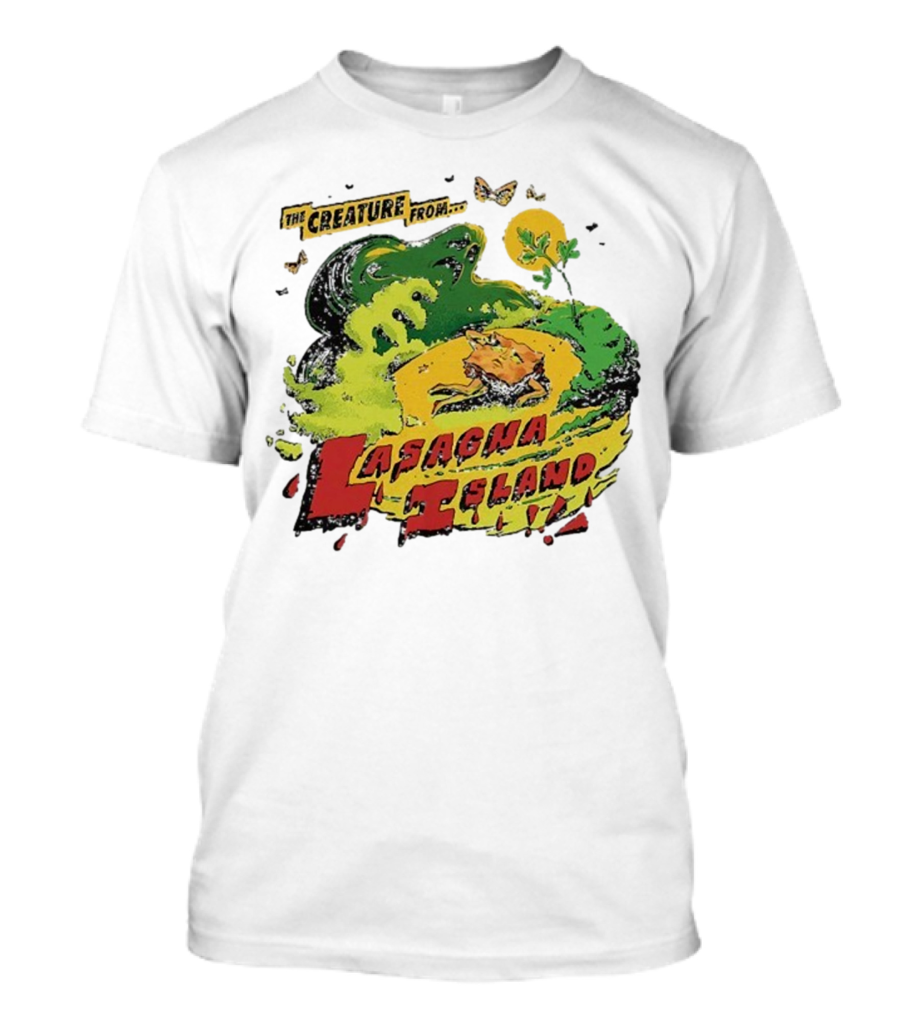 The Creature From Lasagna Island Vintage Horror Design October 2025 T-Shirt
