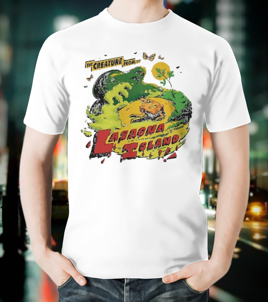 The Creature From Lasagna Island Vintage Horror Design October 2025 T-Shirt
