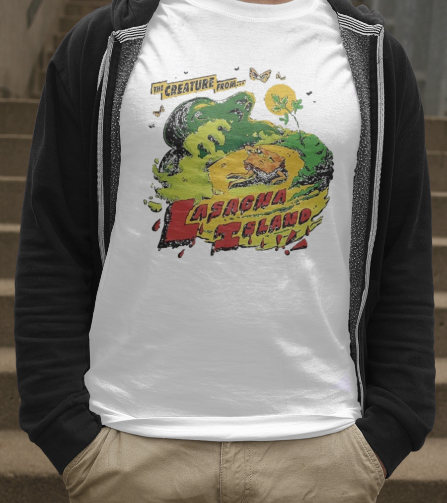 The Creature From Lasagna Island Vintage Horror Design October 2025 T-Shirt