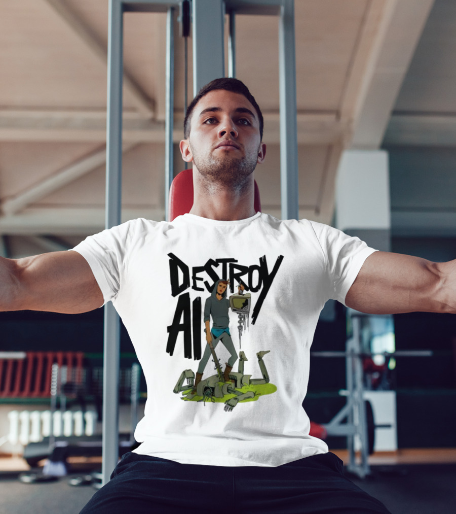 "Aftermath Destroy AI Futuristic Battle Scene" T-Shirt