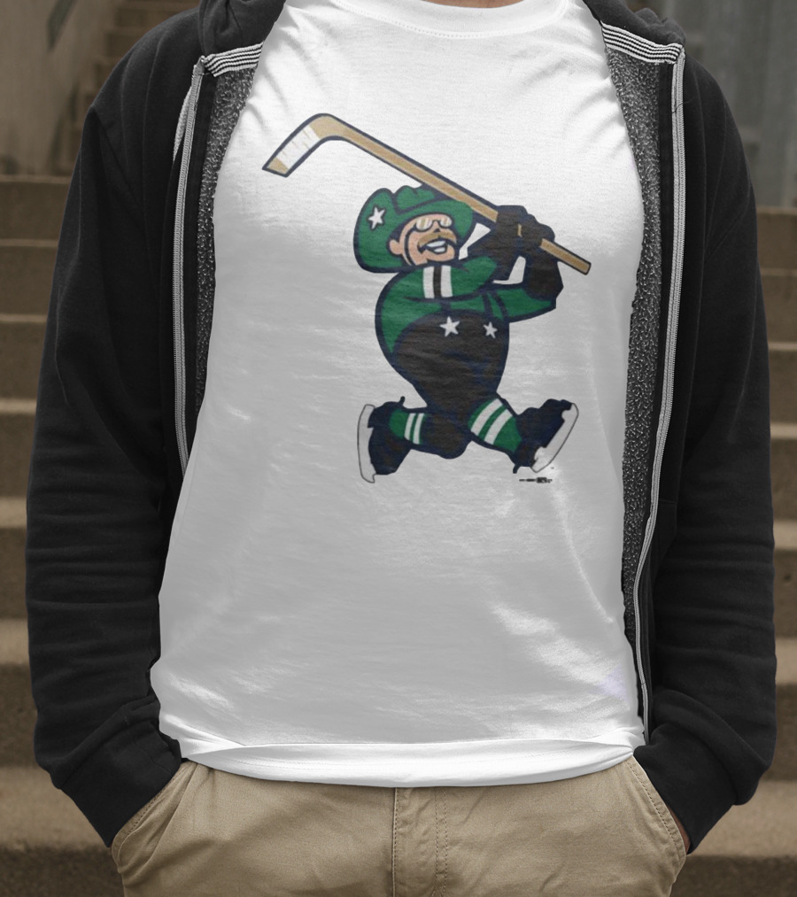 Frisco RoughRiders Dallas Stars Night Mascot Skating Youth Hockey T-Shirt