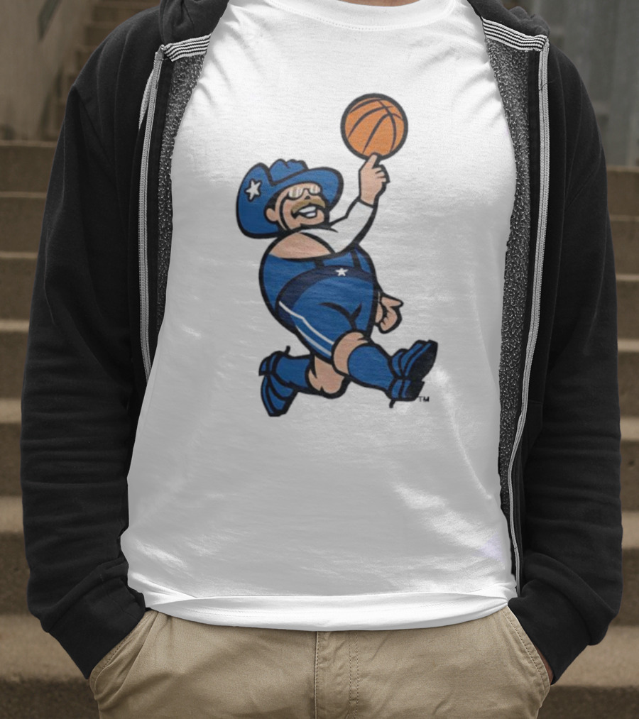 Frisco RoughRiders Dallas Mavericks Crossover Mascot Basketball Cowboy T-Shirt