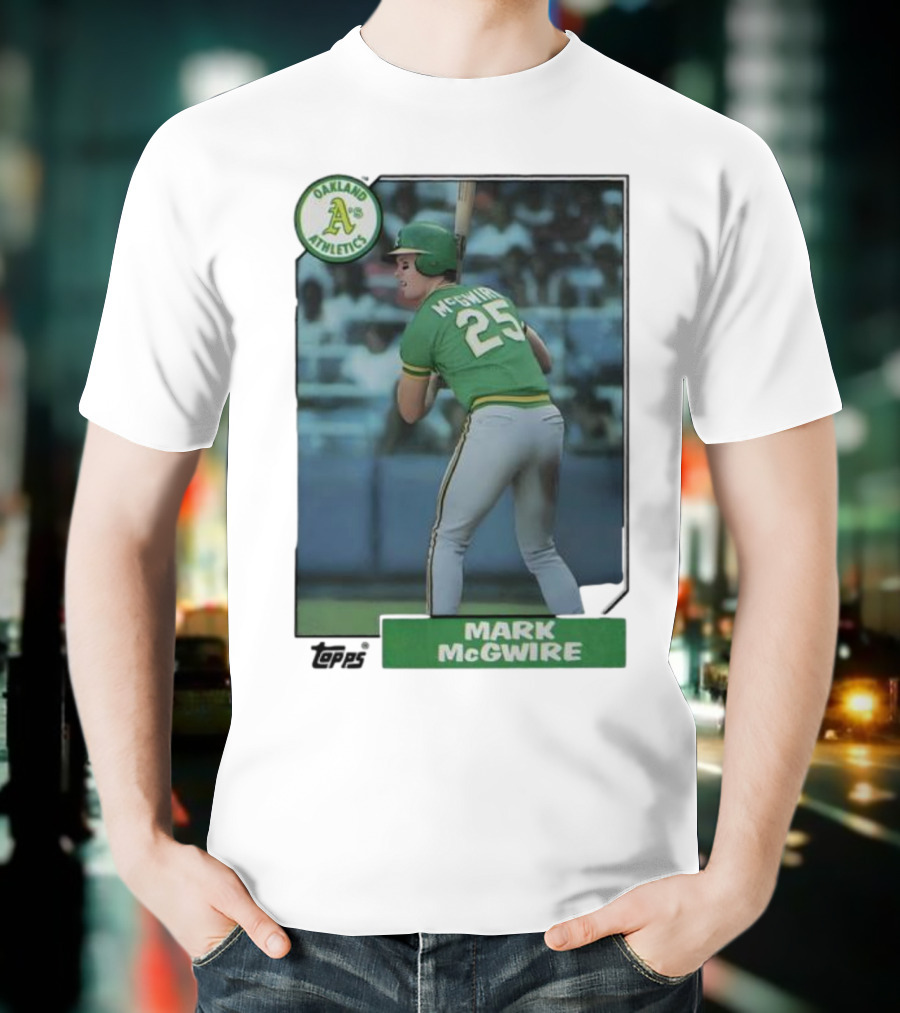 Oakland Athletics Mark McGwire 25 Topps Baseball Player MLB T-Shirt