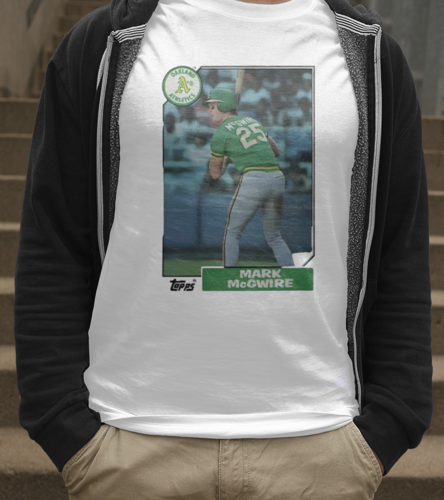 Oakland Athletics Mark McGwire 25 Topps Baseball Player MLB T-Shirt