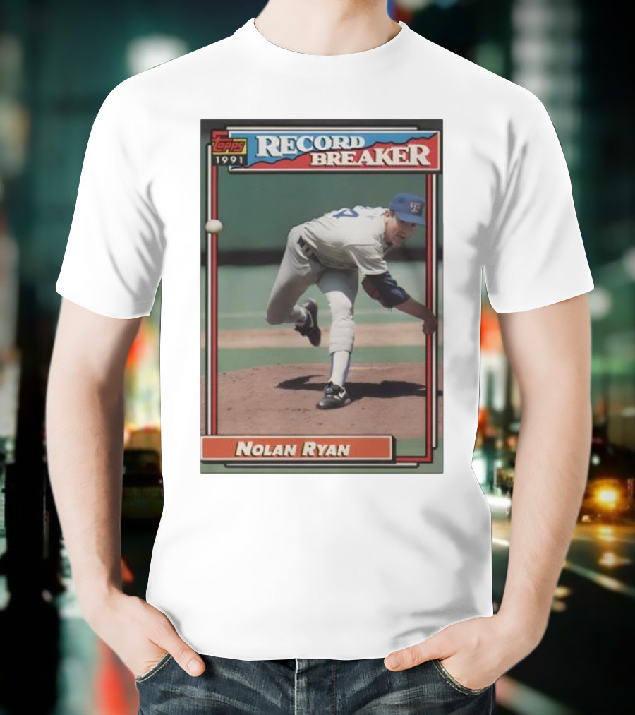 Topps 1991 Nolan Ryan Texas Rangers Record Breaker MLB T-Shirt