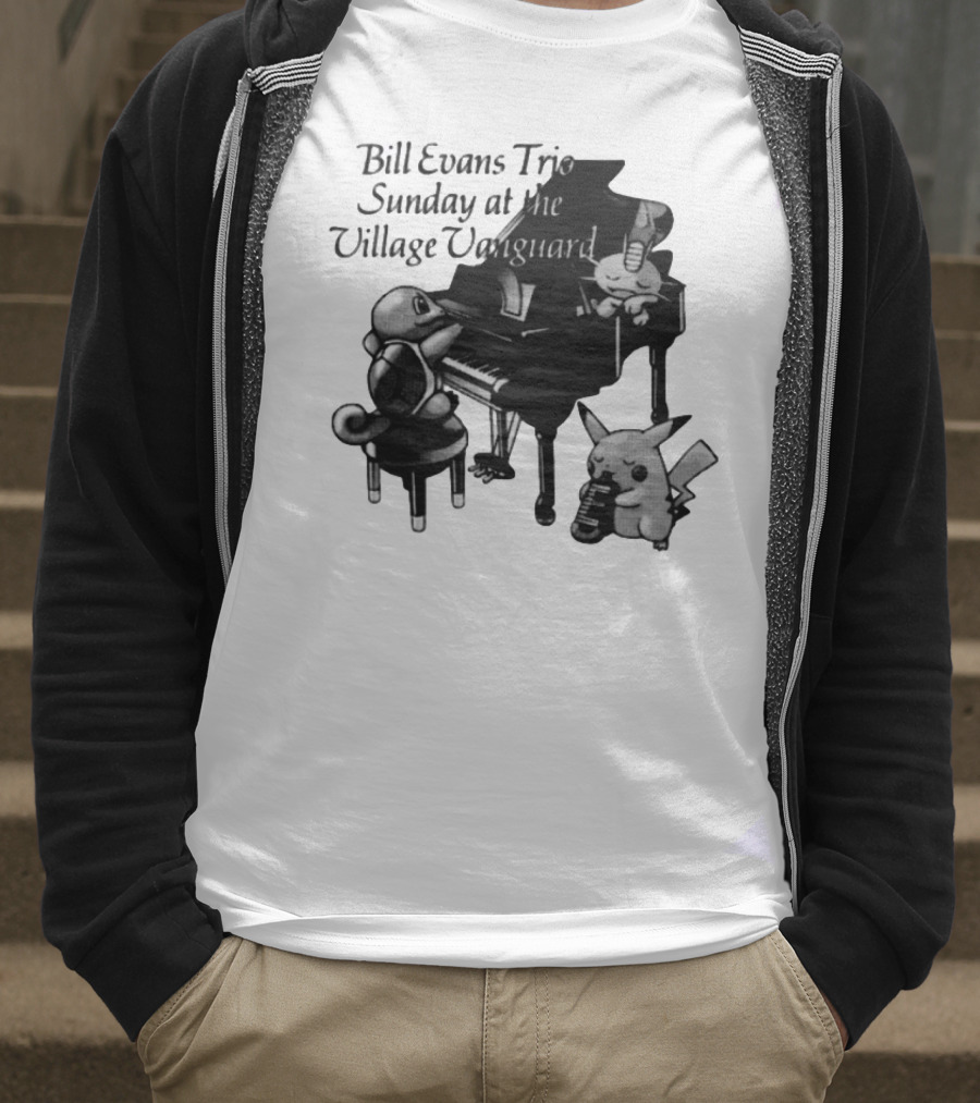 Bill Evans Trio Sunday At The Village Vanguard Pikachu Squirtle Playing Piano T-Shirt