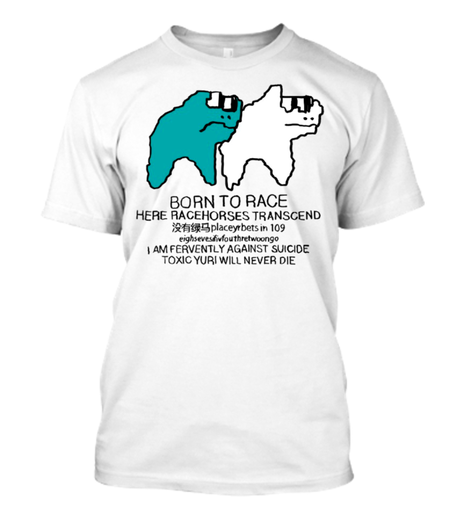 Born To Race Here Racehorses Transcend Dinosaur Sketch Duo T-Shirt
