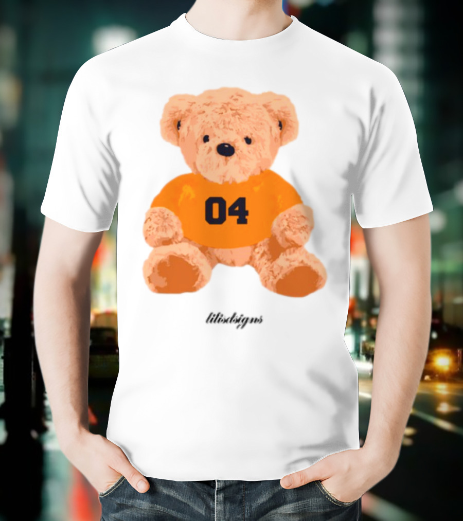 Lilisdsigns 04 Teddy Bear Plush Toy In Orange T-Shirt