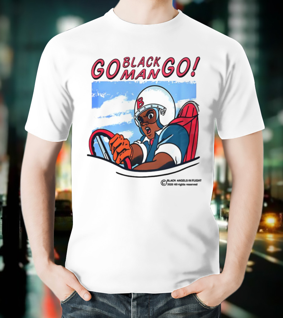 Metro Boomin Go Black Man Go Racer B Helmet Black Angels In Flight Text T-Shirt