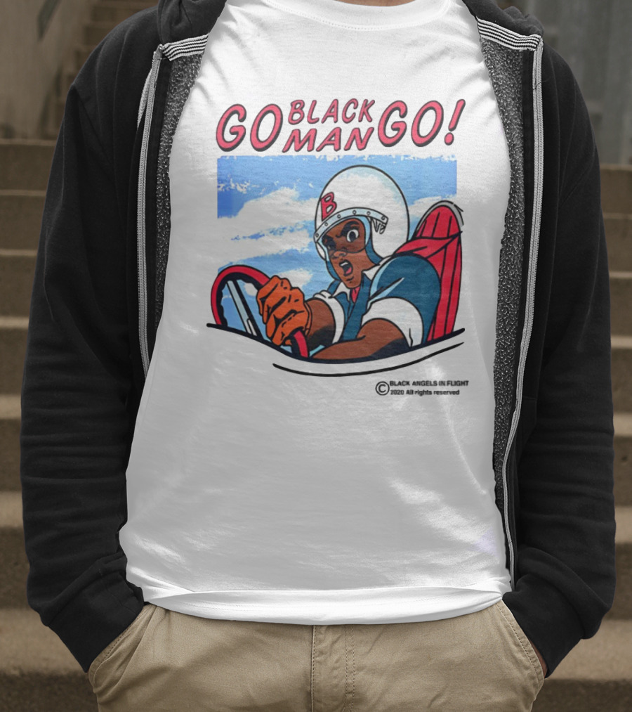 Metro Boomin Go Black Man Go Racer B Helmet Black Angels In Flight Text T-Shirt