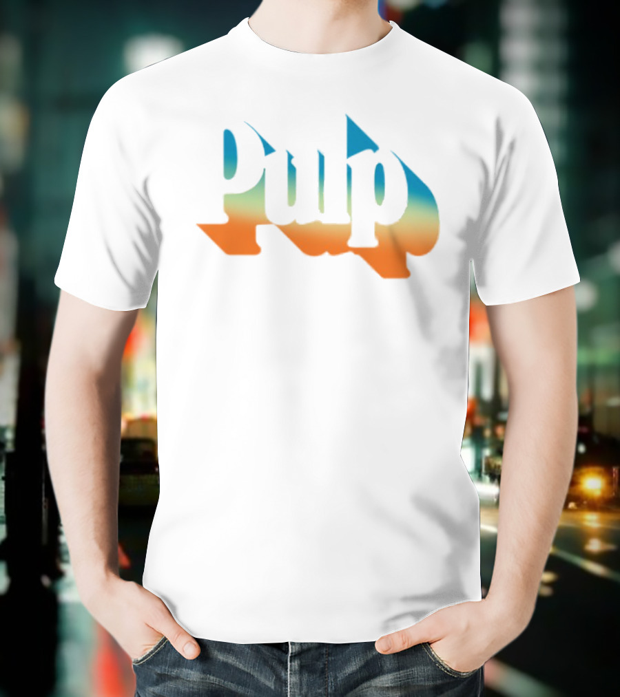 Pulp Sunset Ombre Text Style T-Shirt