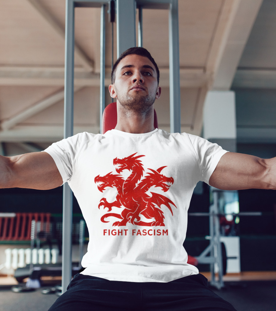 3 Headed Dragon Fight Fascism Anti Fascist Red Dragon Emblem T-Shirt