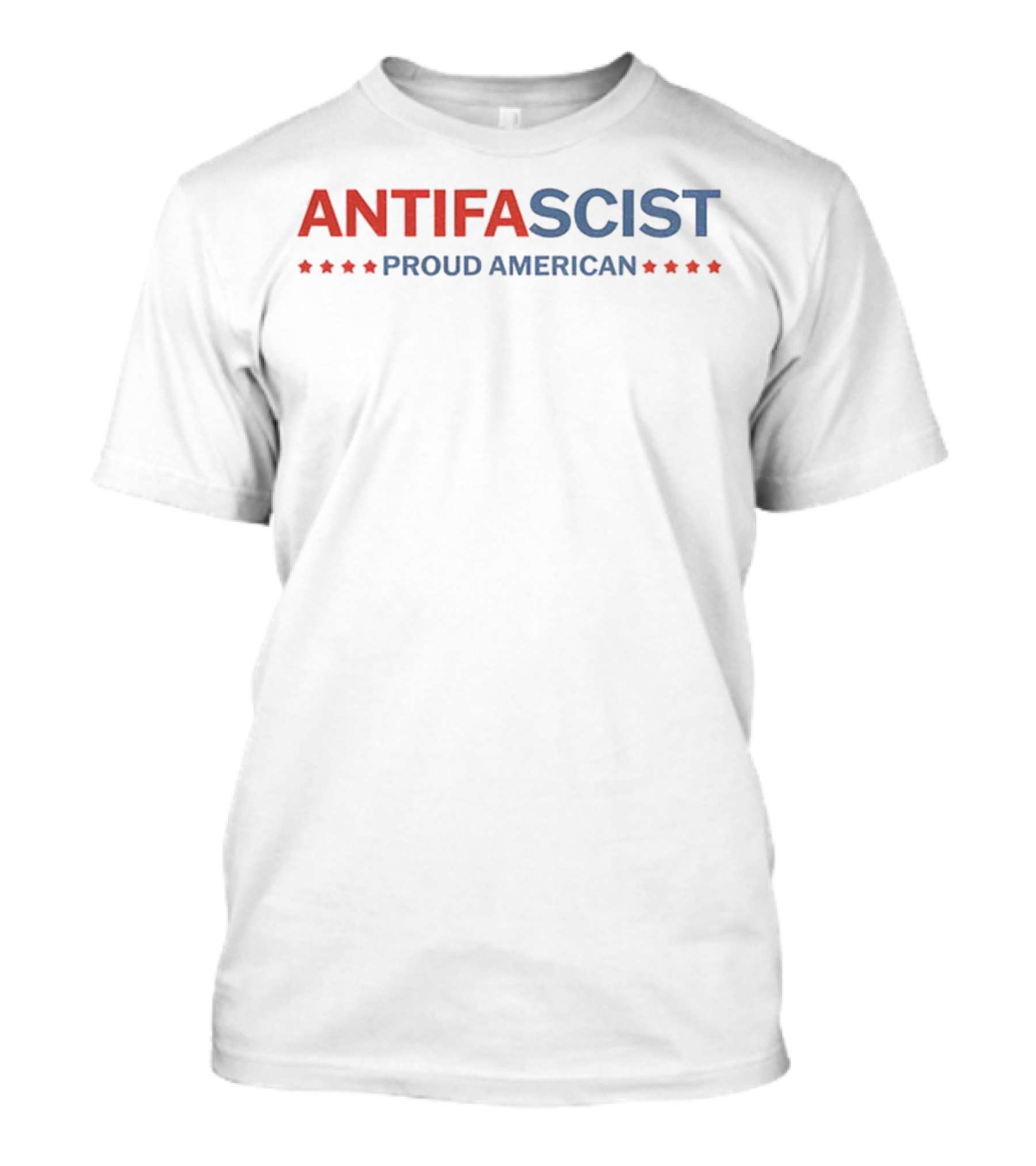 Antifascist Proud American Antifa Red Blue Stars T-Shirt