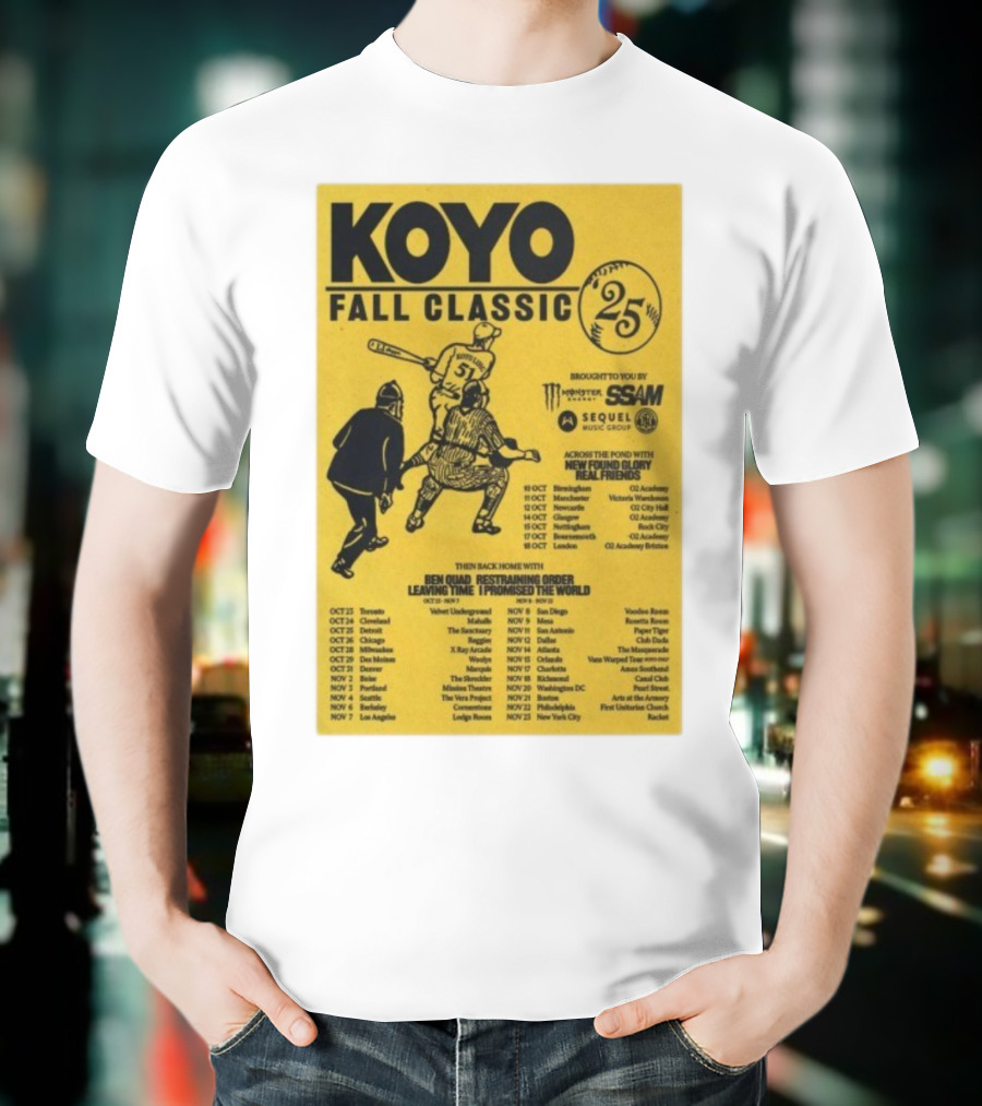 Koyo Fall Classic 2025 Tour Featuring New Found Glory Real Friends Ben Quad Restraining Order T-Shirt