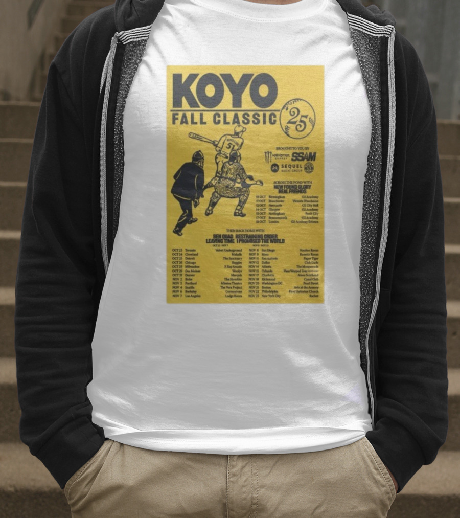 Koyo Fall Classic 2025 Tour Featuring New Found Glory Real Friends Ben Quad Restraining Order T-Shirt