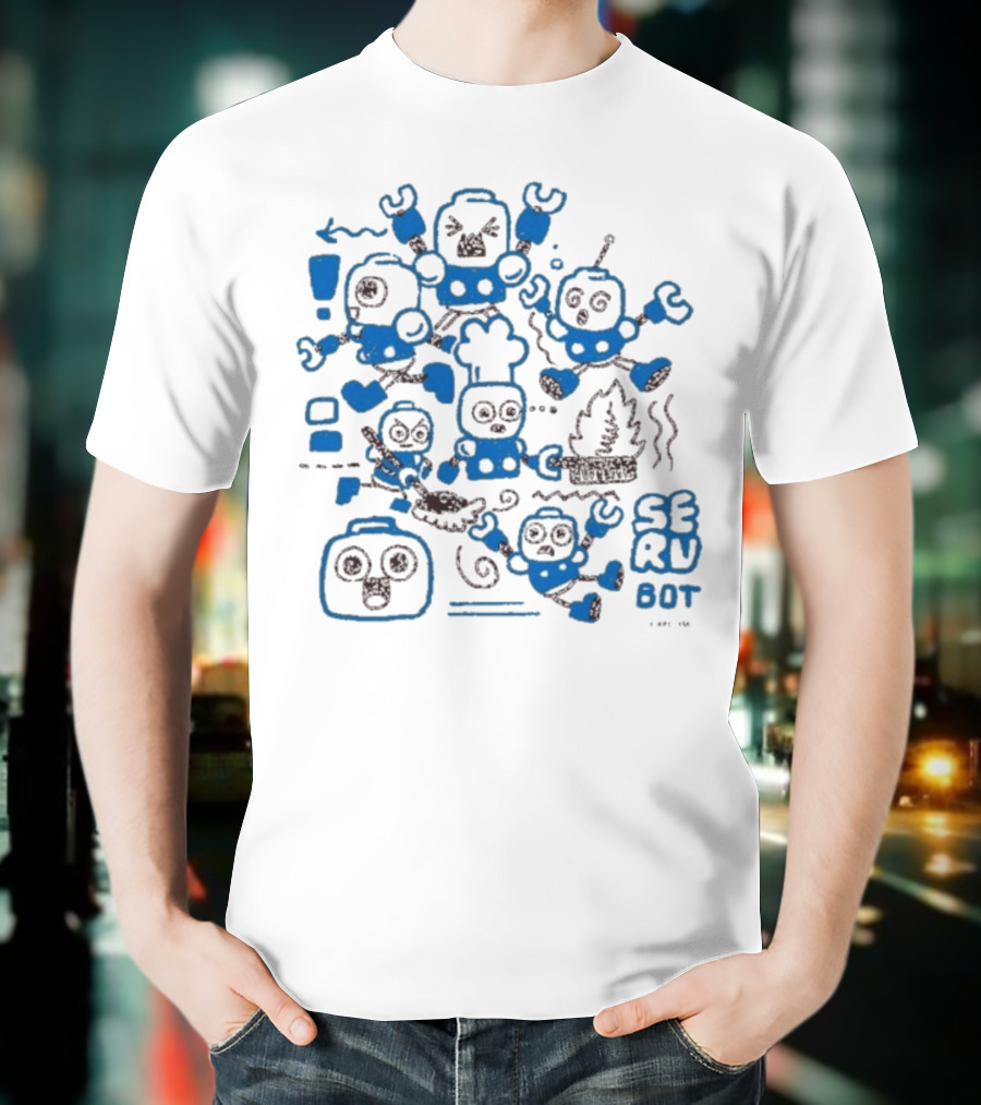 Mega Man Messy SERU Bots Blue And Brown Compilation T-Shirt