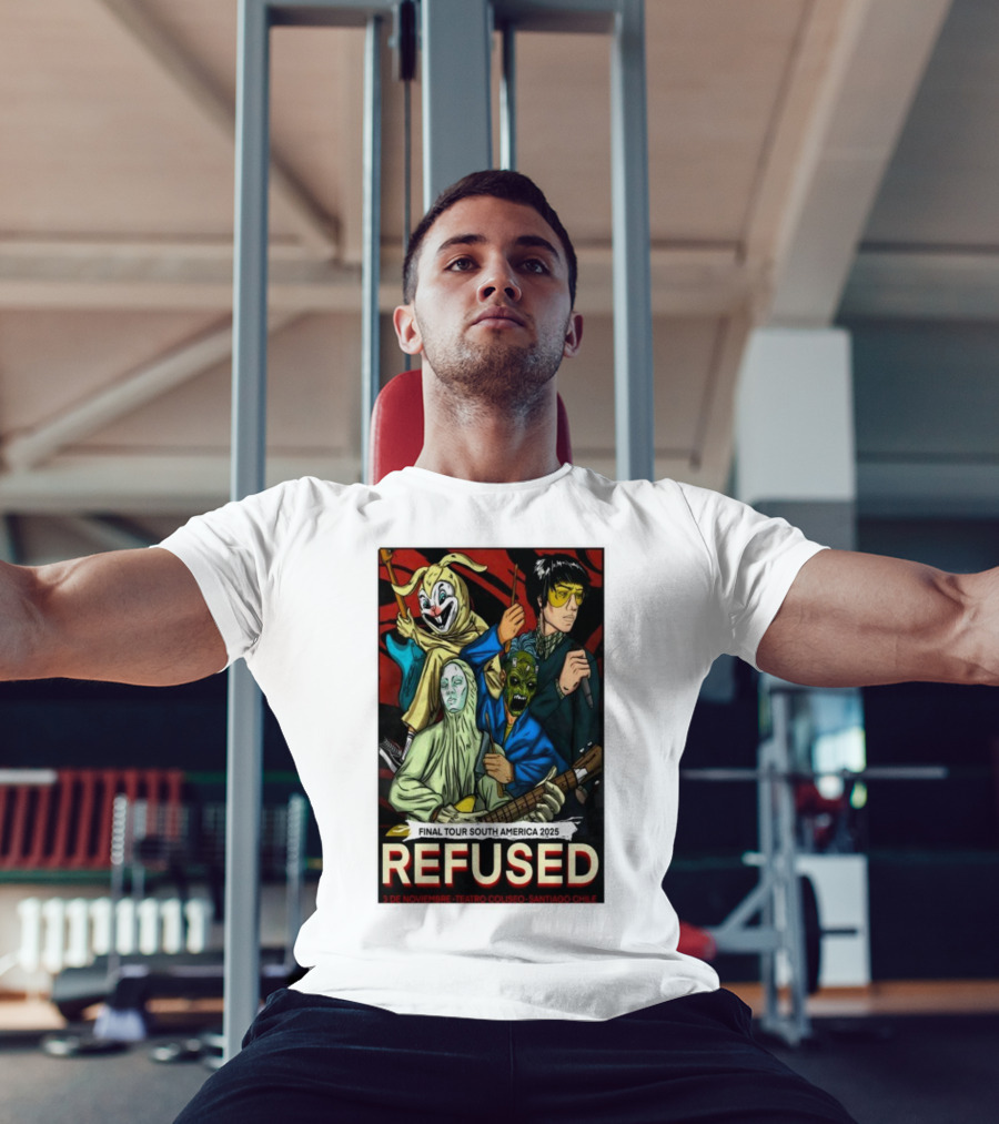 Refused Final Tour South America 2025 Teatro Coliseo Santiago Chile 3 De Noviembre Masked Band Illustration T-Shirt