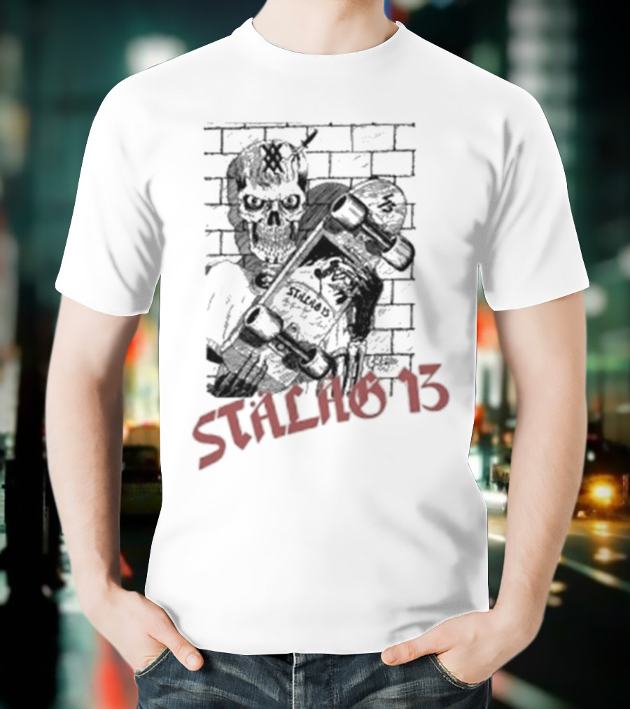 Stalag 13 Skull Skateboard Brick Wall T-Shirt