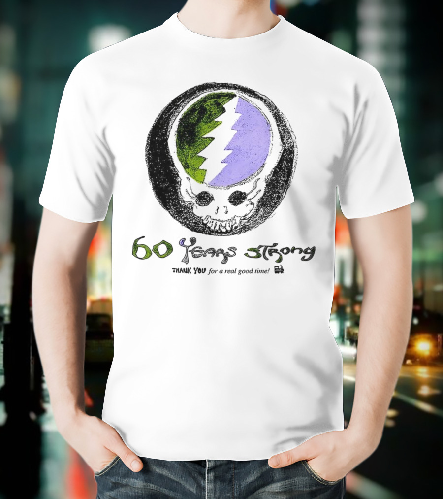 60 Years Strong Thank You For A Real Good Time Skull Halloween Sketch T-Shirt