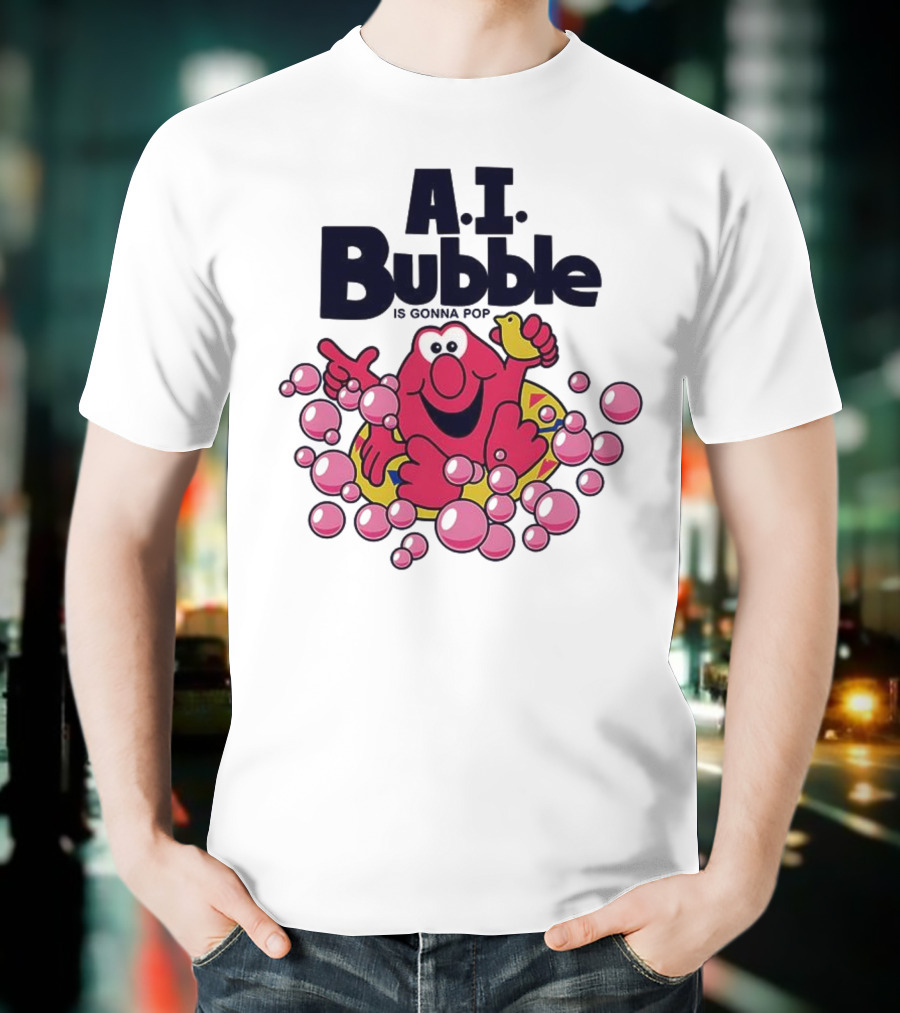 A.I. Bubble Is Gonna Pop Funny Red Character With Pink Bubbles T-Shirt