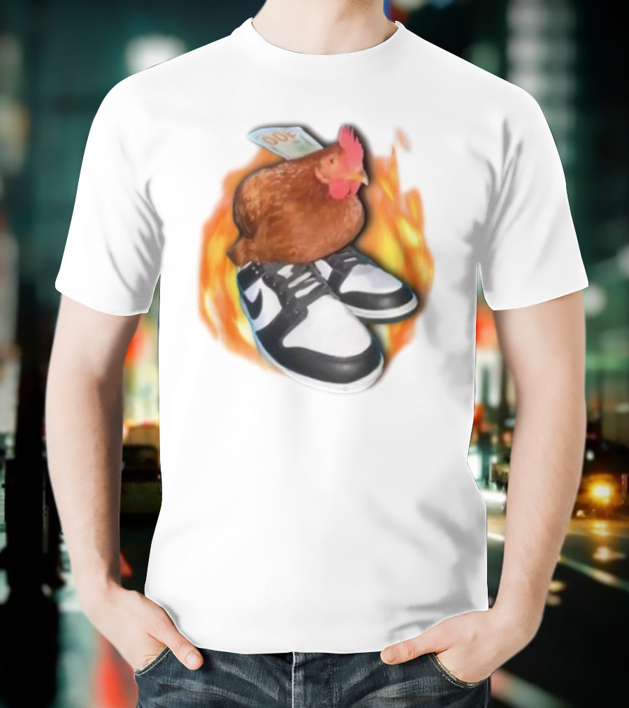 Cringeytees Swag Chicken Money Sneakers Flame Comedic Fashion T-Shirt