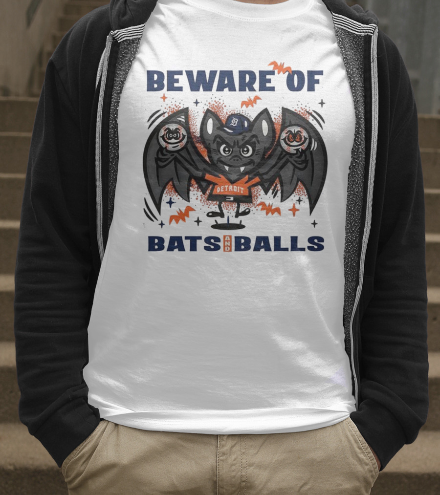 Beware Of Bats And Balls Detroit Halloween Baseball Theme T-Shirt