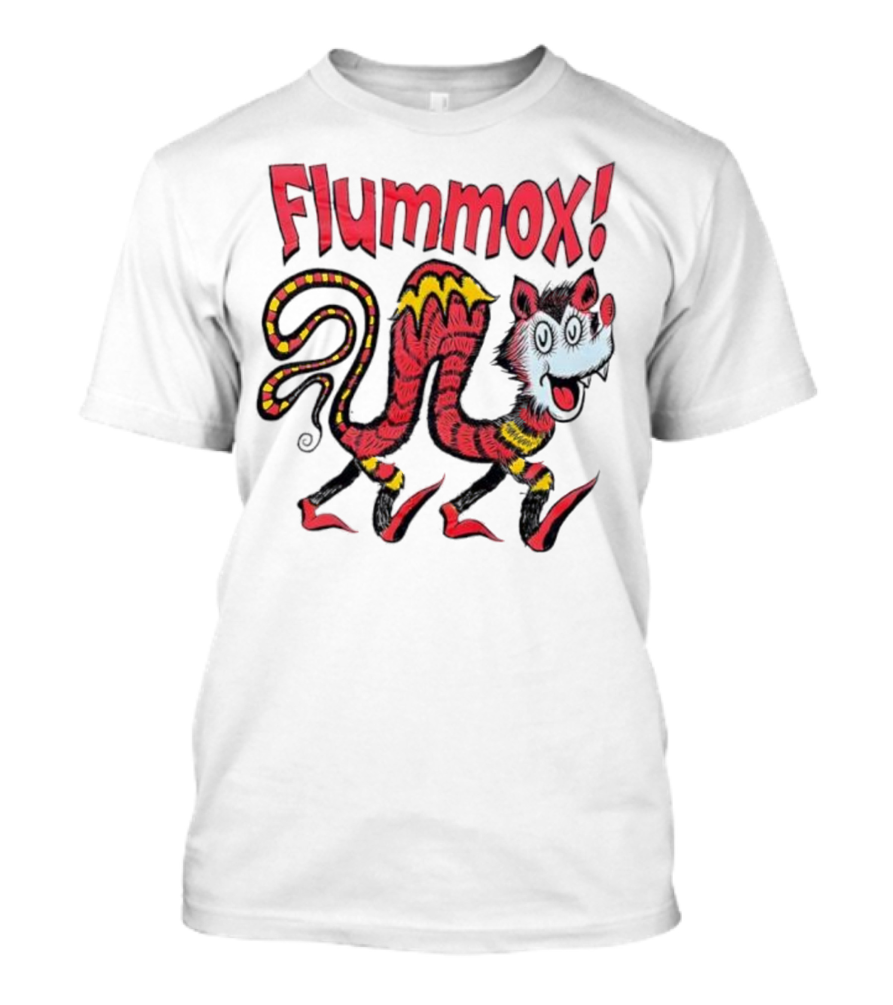 Flummox Seussian Opossum Pal Red Yellow Striped Creature T-Shirt