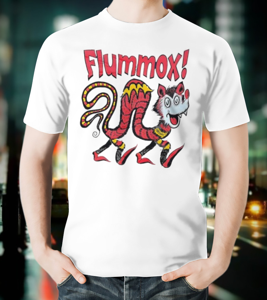 Flummox Seussian Opossum Pal Red Yellow Striped Creature T-Shirt