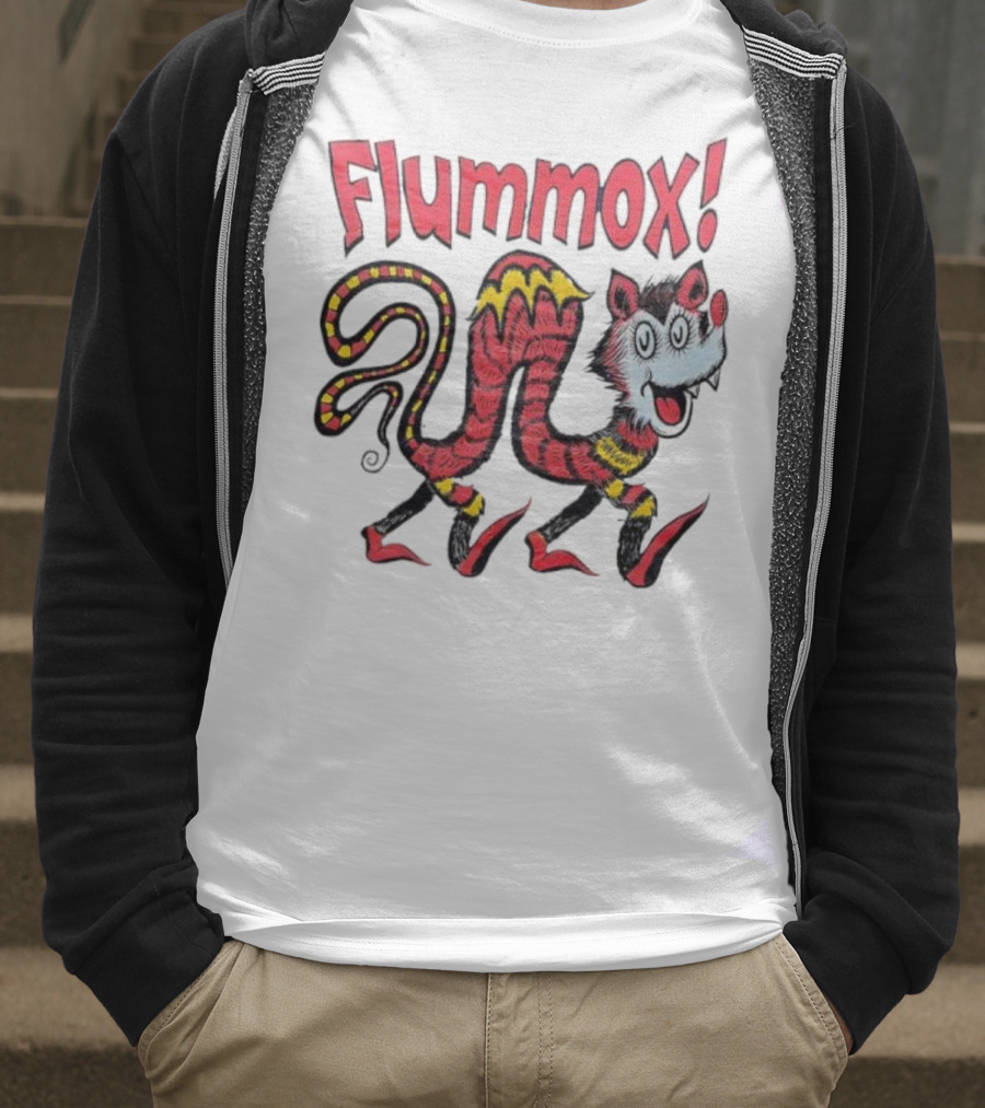 Flummox Seussian Opossum Pal Red Yellow Striped Creature T-Shirt