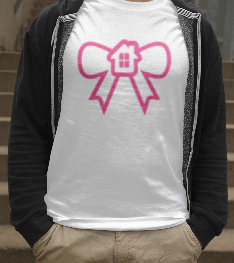 Glowhouse White Pink Bow Ribbon T-Shirt
