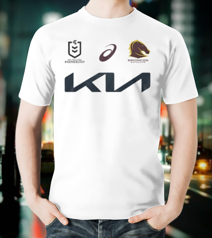 Kia Brisbane Broncos 2025 NRL Away Jersey Asics National Rugby League T-Shirt