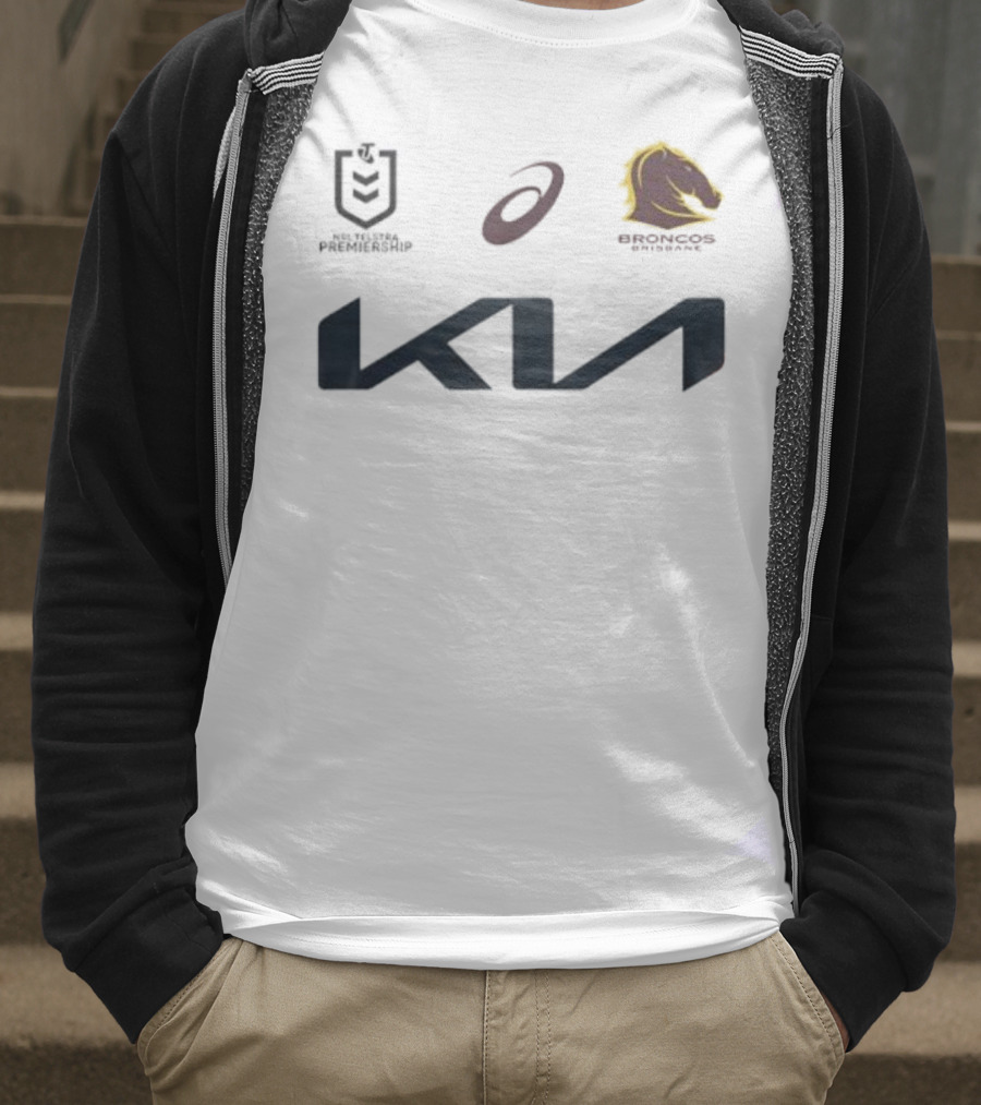 Kia Brisbane Broncos 2025 NRL Away Jersey Asics National Rugby League T-Shirt