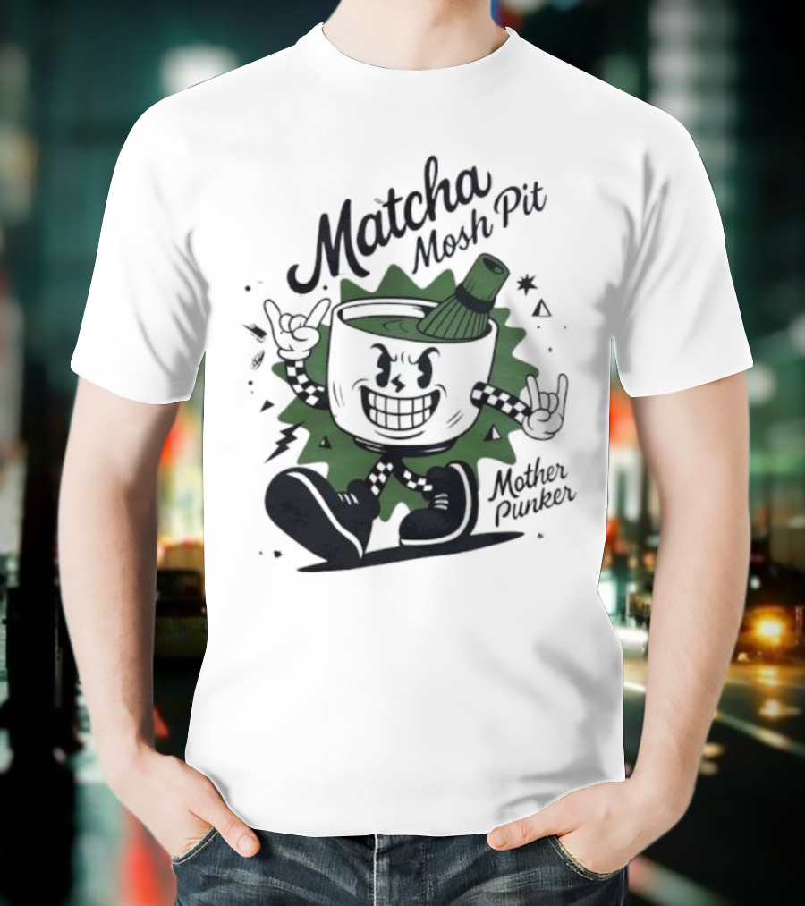 Matcha Mosh Pit Mother Punker Cartoon Cup With Whisk T-Shirt