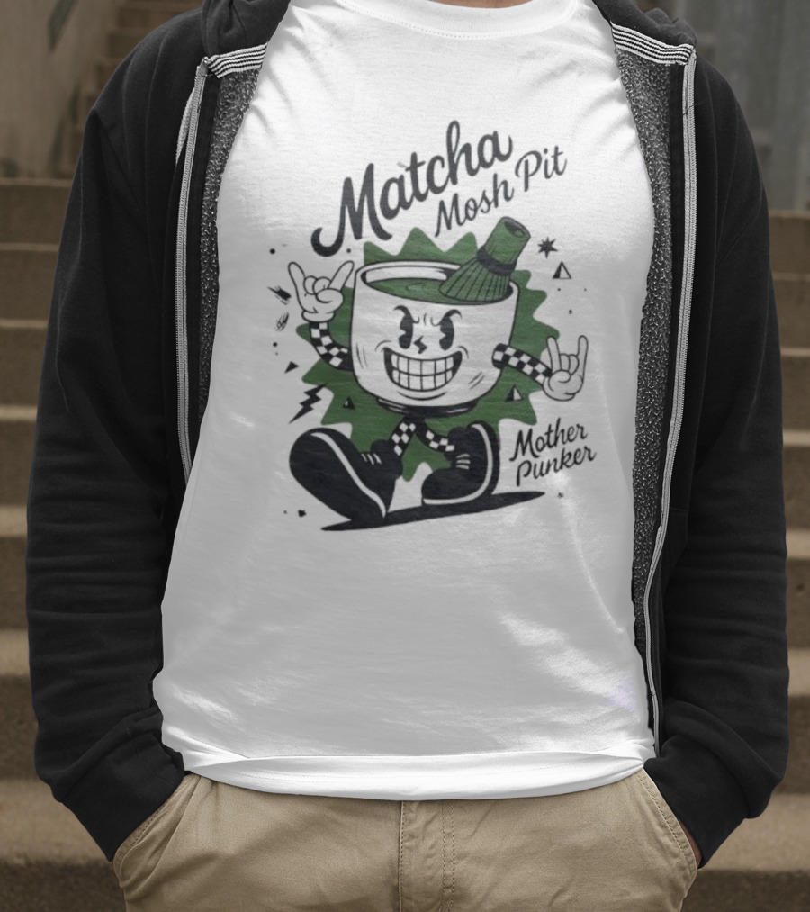 Matcha Mosh Pit Mother Punker Cartoon Cup With Whisk T-Shirt